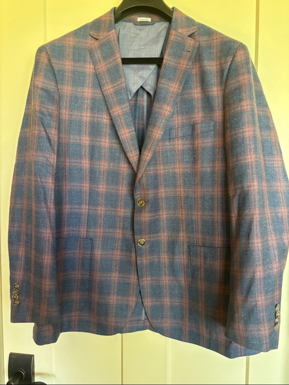 Peter Millar Blue and Pink Plaid Sport Coat